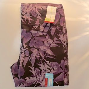 👟MARIKA SPORT👟 Above Ankle Leggings in Eye-Catching Purple Fern Print. XL NWT